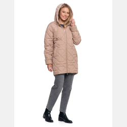 BEŻOWA kurtka DAMSKA pikowana,mankiety z polaru kaptur dłuższa MORAJ